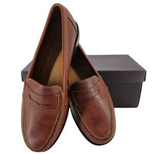 Cole Haan Douglas Mens 10.5 Saddle Tan Leather Dress Shoes Classic Penny Loafers